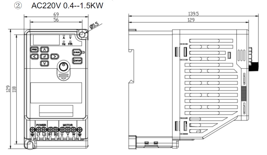 Falowniki Sanyu SX2000 - wymiary